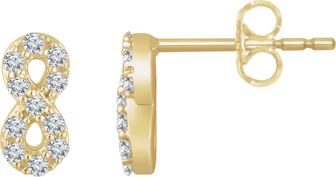 14K Yellow 1/6 CTW Natural Diamond Infinity Earrings