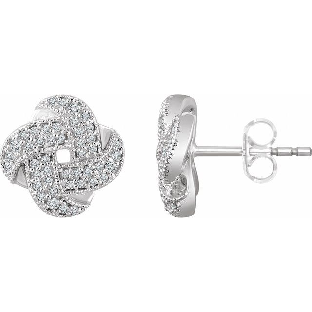 14K White 1/3 CTW Natural Diamond Knot Earrings