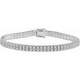 Sterling Silver Imitation White Cubic Zirconia Double Row Line 7