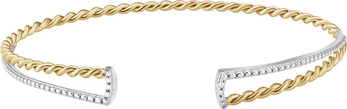 14K Yellow/White Twisted Rope Cuff Bracelet  