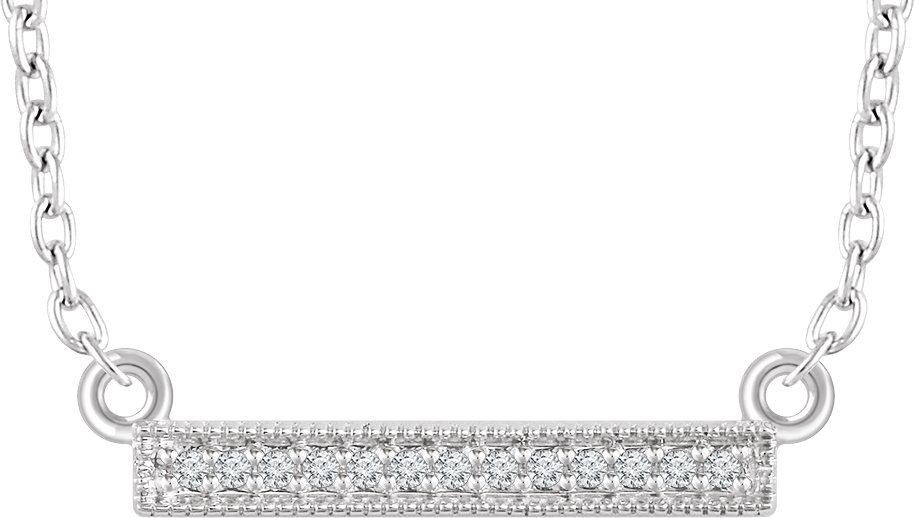 14K White .05 CTW Natural Diamond Bar 16-18" Necklace