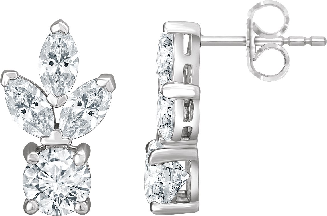 Sterling Silver Imitation White Cubic Zirconia  Earrings  