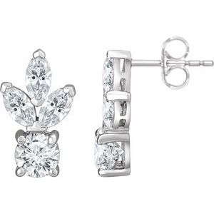 Sterling Silver Imitation White Cubic Zirconia  Earrings  