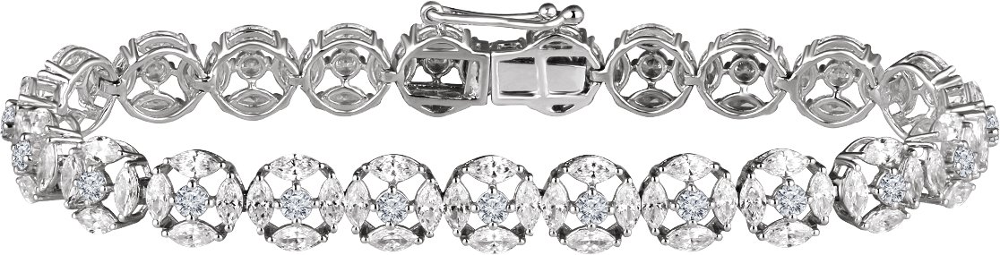 Sterling Silver Cubic Zirconia Line 7" Bracelet  