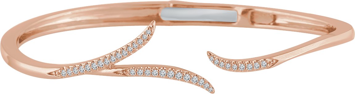 14K Rose 1/4 CTW Natural Diamond Hinged Cuff 7" Bracelet