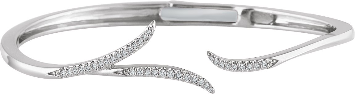 14K White 1/4 CTW Natural Diamond Hinged Cuff 7 Bracelet