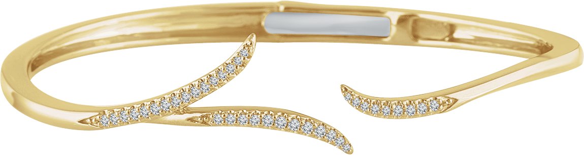 14K Yellow 1/4 CTW Natural Diamond Hinged Cuff 7" Bracelet