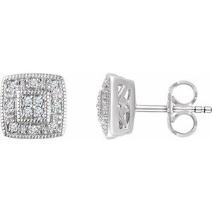 14K White 1/10 CTW Natural Diamond Cluster Earrings