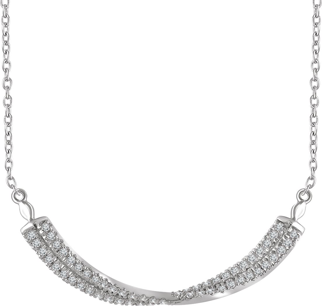 14K White 1/4 CTW Natural Diamond Twisted Bar 16-18" Necklace