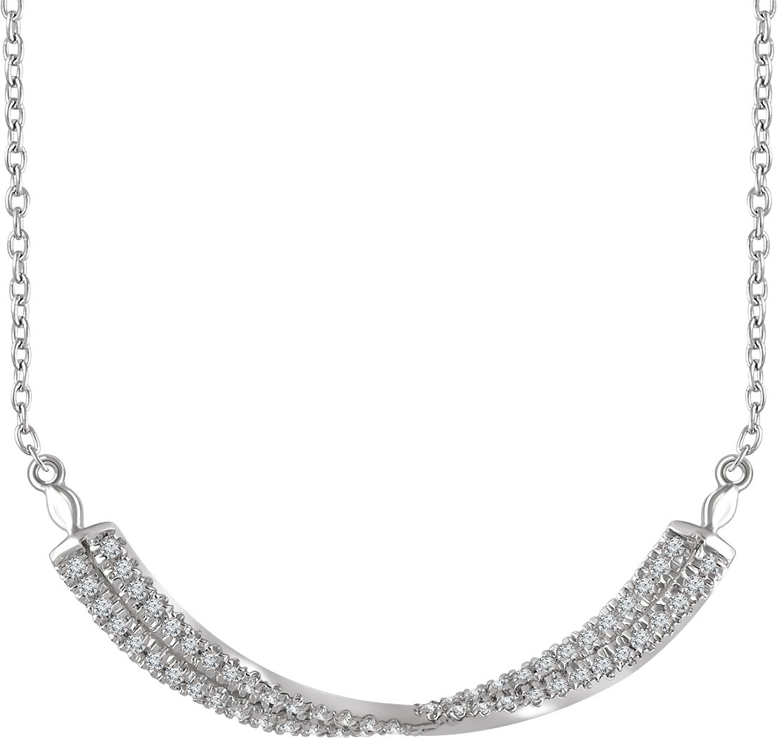 14K White 1/4 CTW Diamond Twisted Bar 16-18 Necklace  