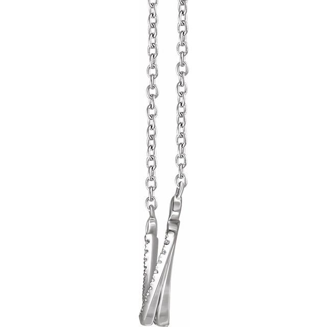 14K White 1/4 CTW Diamond Twisted Bar 16-18 Necklace  