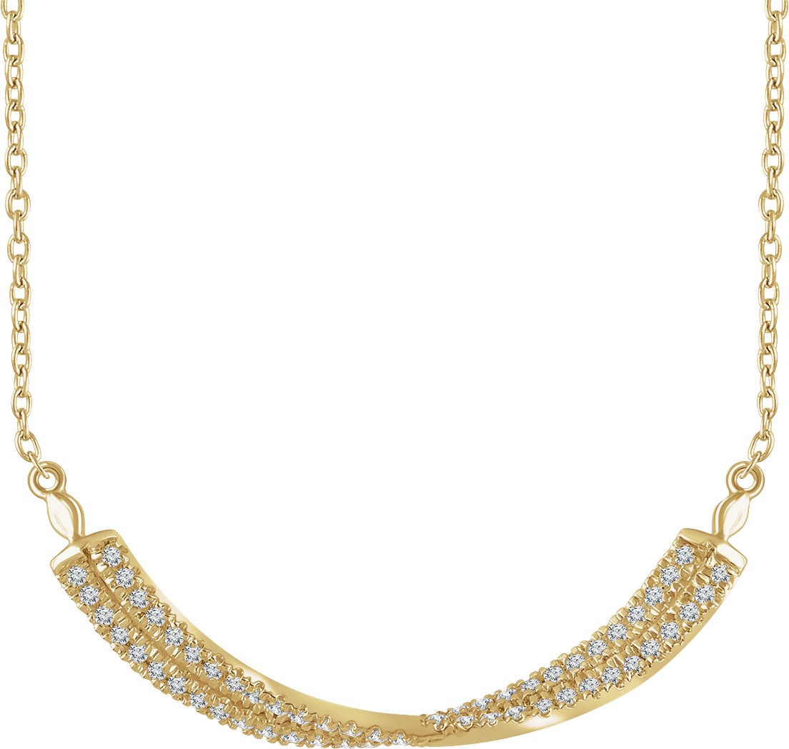 14K Yellow 1/4 CTW Natural Diamond Twisted Bar 16-18" Necklace