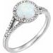 14K White Created Opal & 1/6 CTW Natural Diamond Ring  