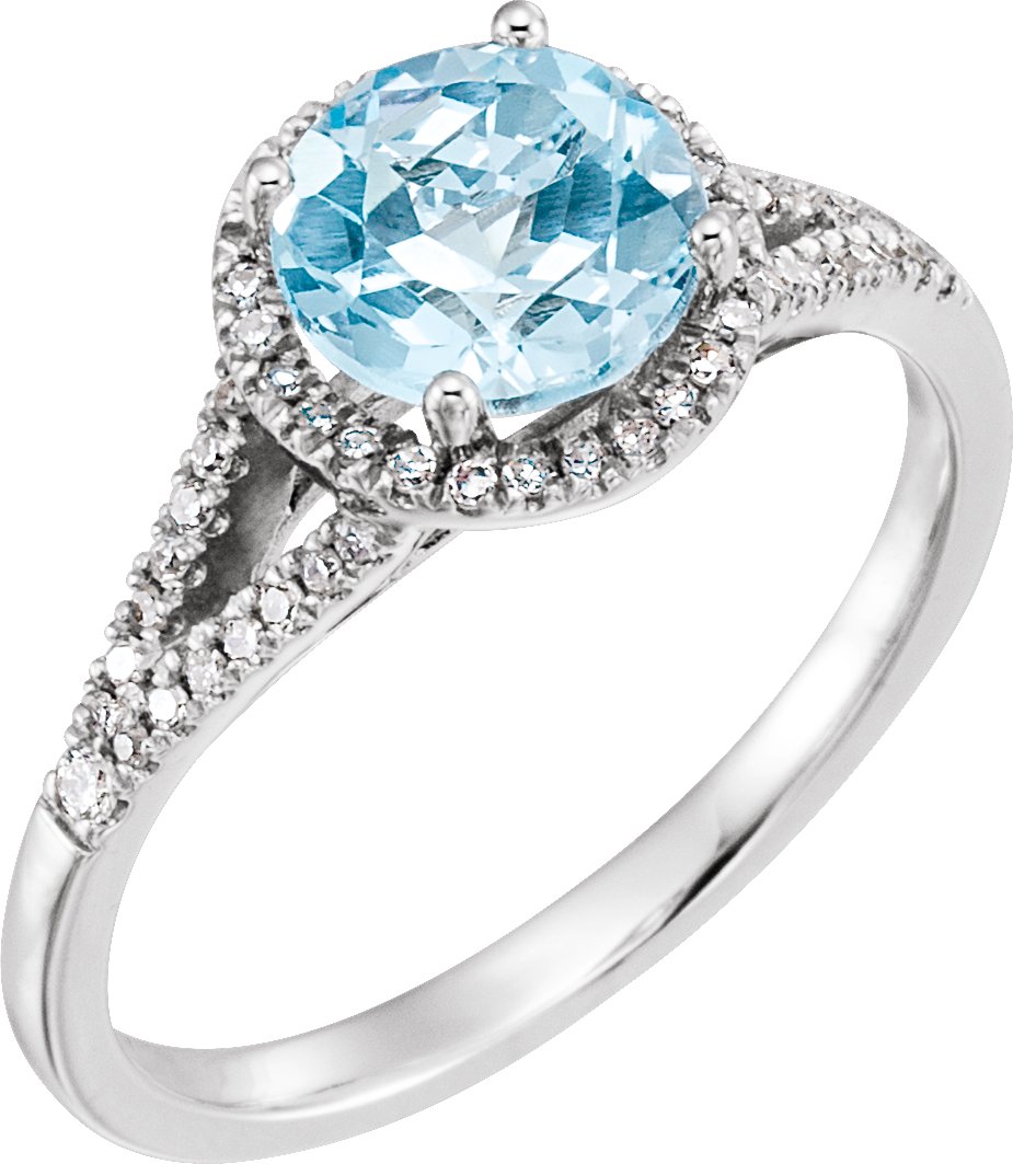 14K White Natural Sky Blue Topaz & 1/5 CTW Natural Diamond Ring