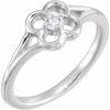 14K White Diamond Flower Youth Ring