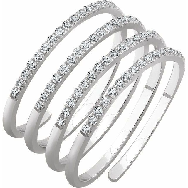 14K White 1/2 CTW Natural Diamond Spiral Ring