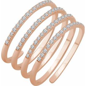 14K Rose 1/2 CTW Natural Diamond Spiral Ring