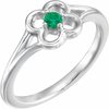 14K White Emerald Flower Youth Ring