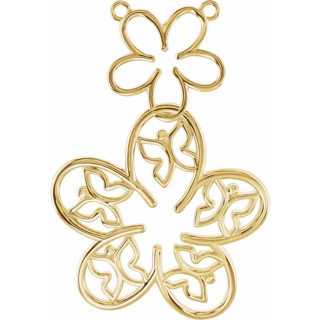 14K Yellow Flower & Butterfly Necklace Center
