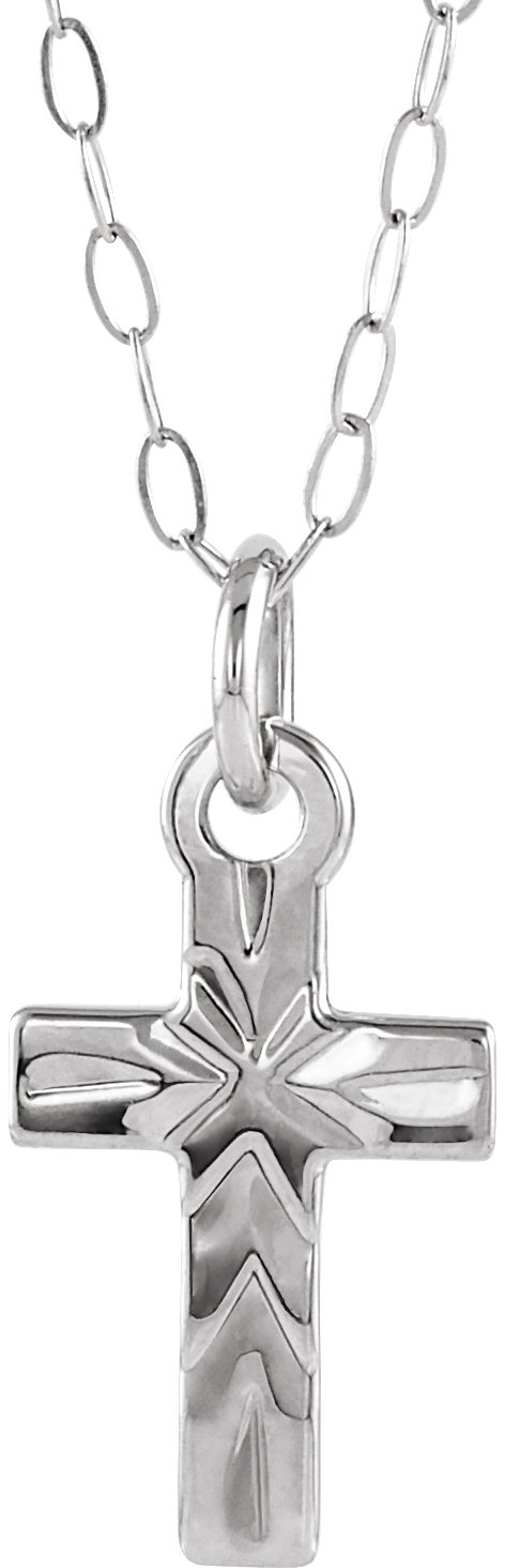 14K White 9.5x6.5 mm Cross 15