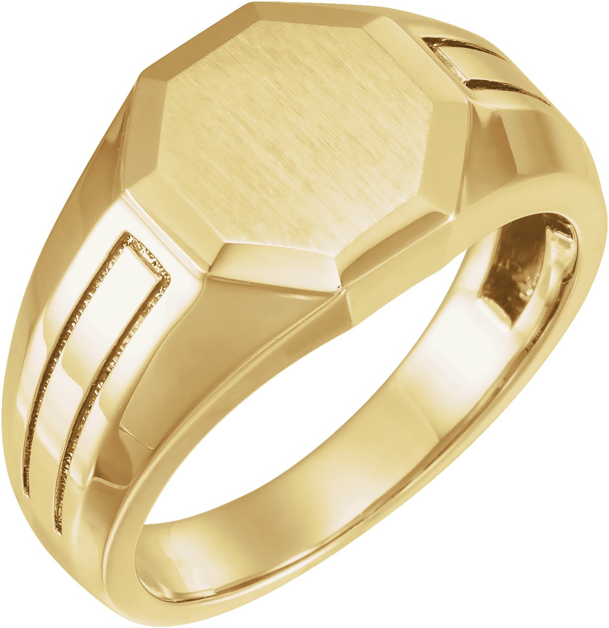 14K Yellow 12.7x12.5 mm Octagon Signet Ring