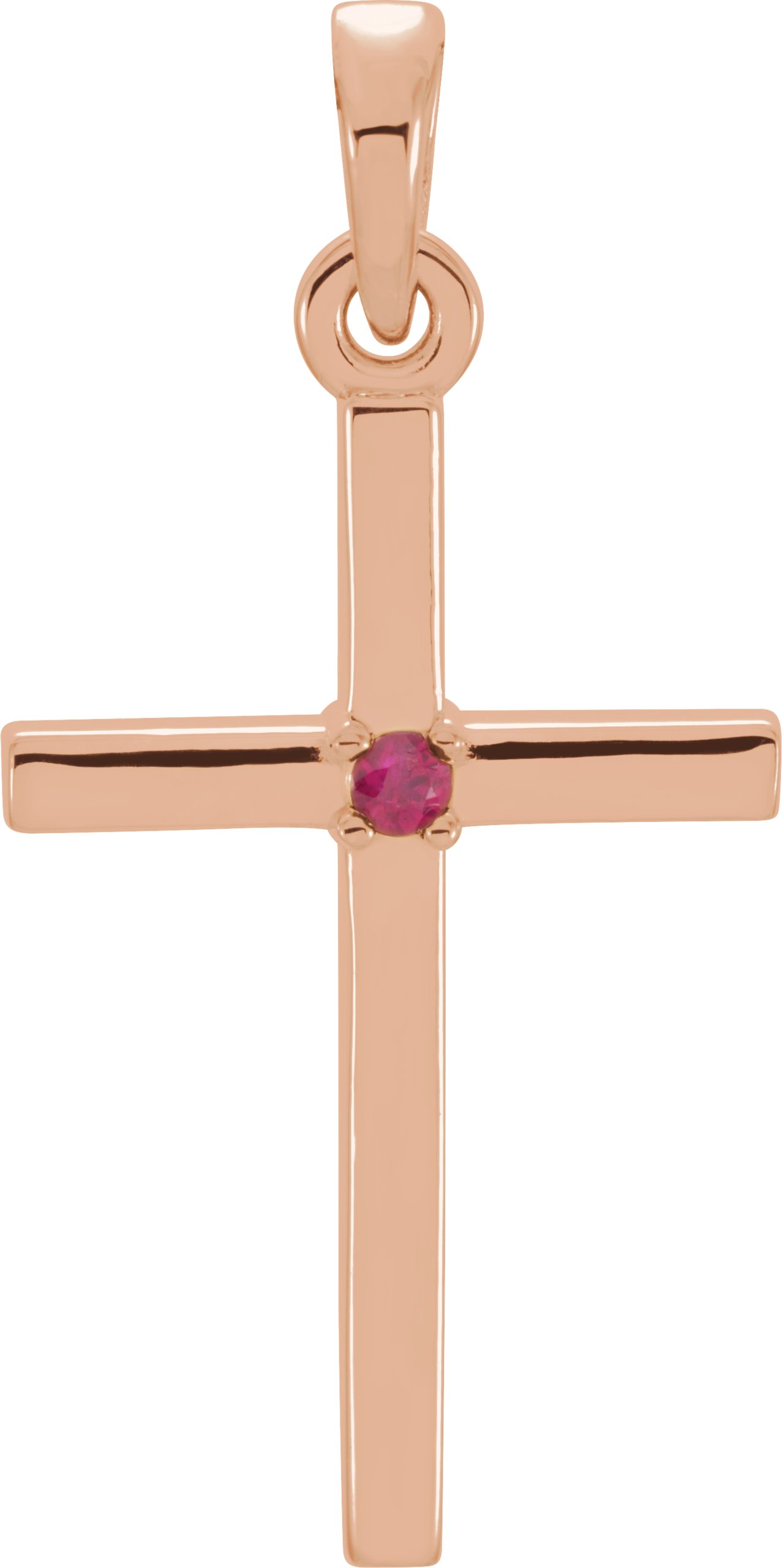 14K Rose 22.65x11.4 mm Ruby Cross Pendant Ref. 13246312