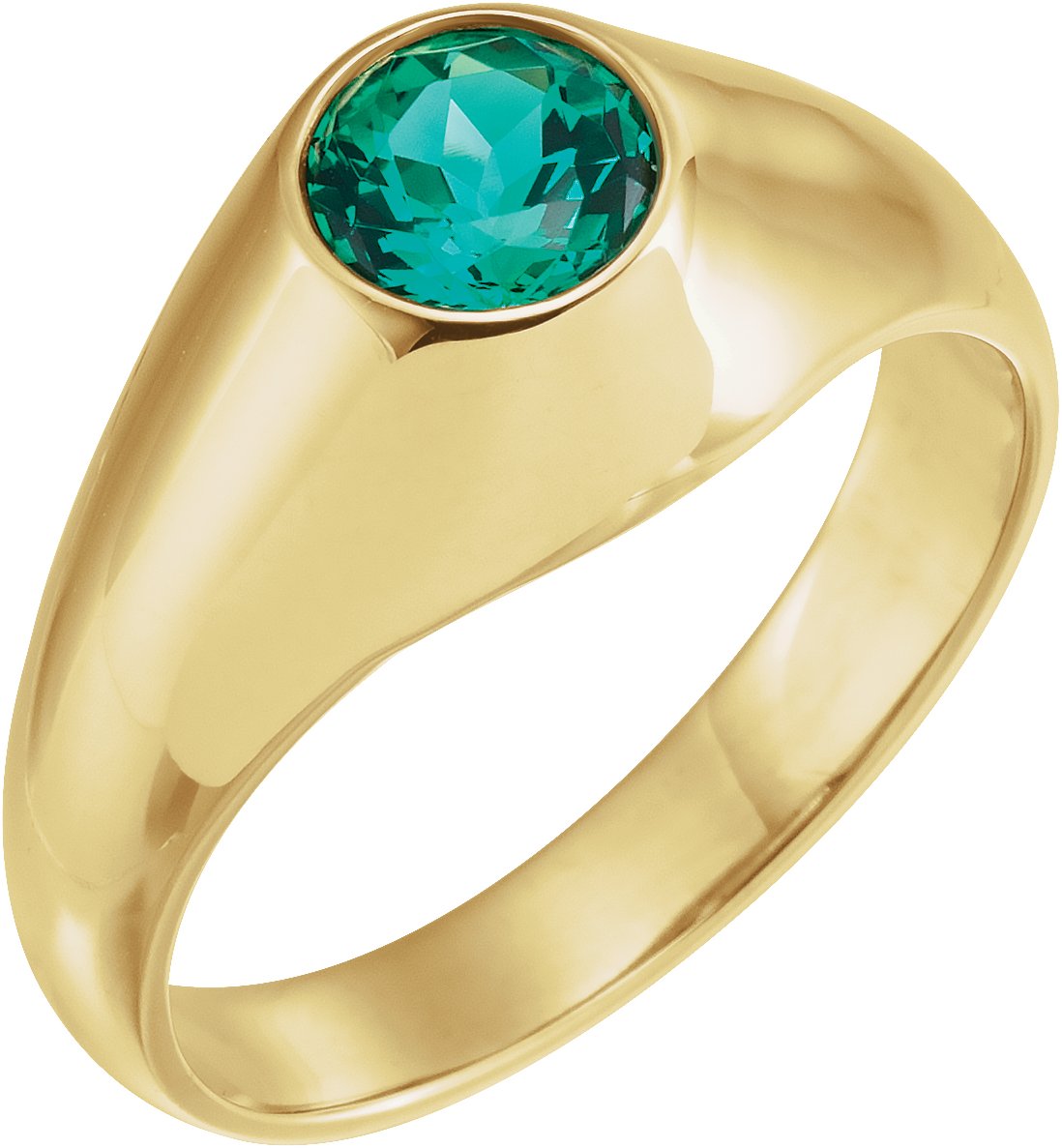 14K Yellow 6.5 mm Round Lab-Grown Emerald Ring<br>(Size 10.5)