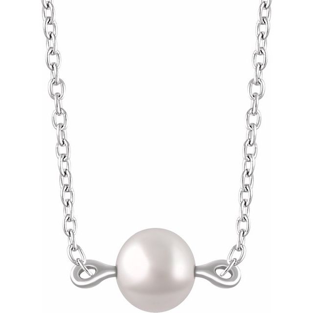 14K White Freshwater Cultured Pearl 16-18