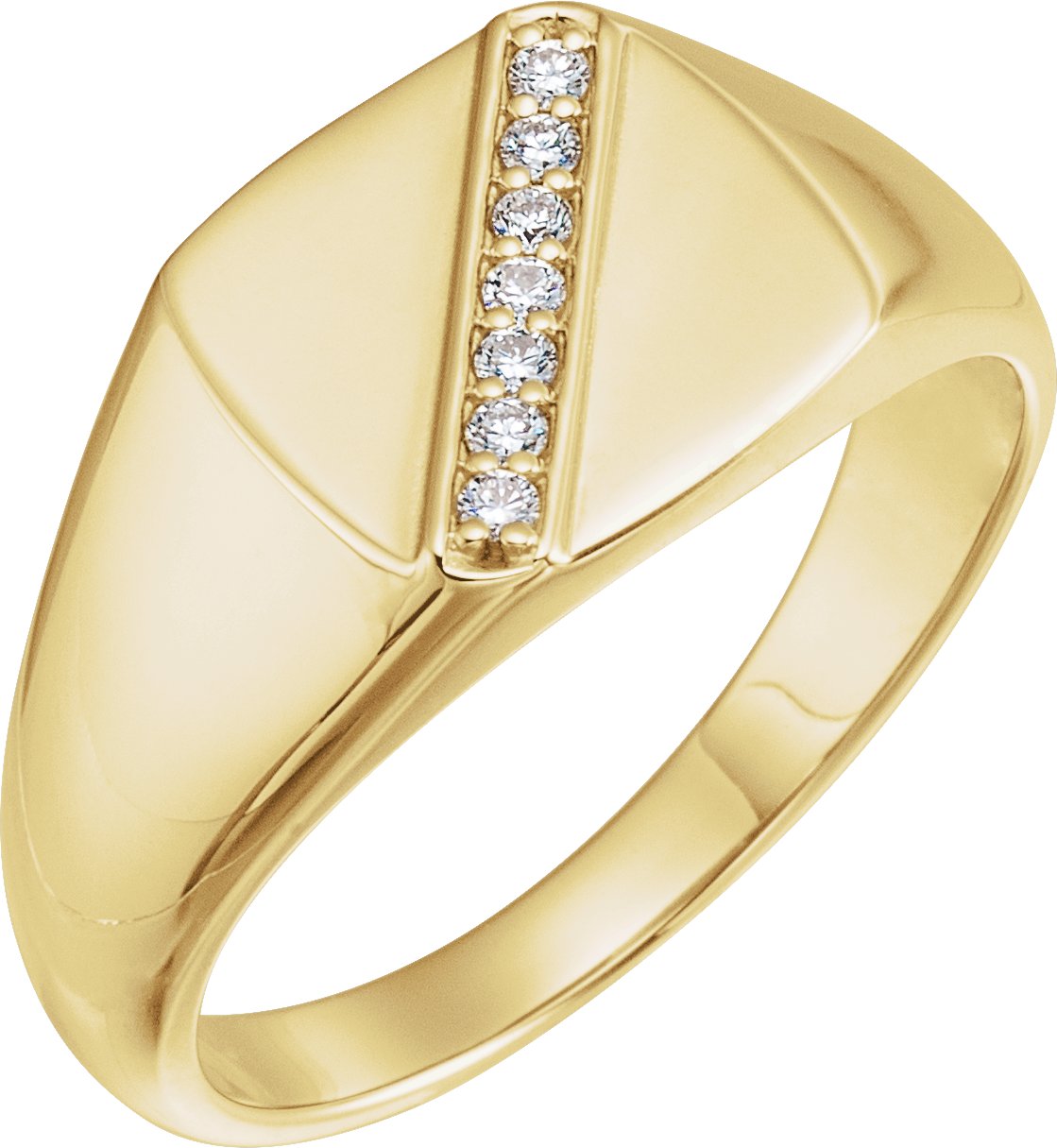 14K Yellow 1/10 CTW Diamond 12 mm Square Signet Ring