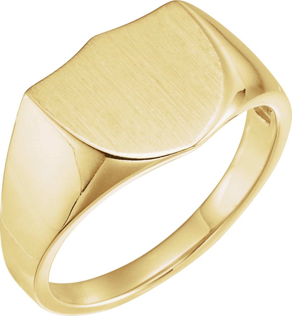 14K Yellow 14 mm Shield Signet Ring