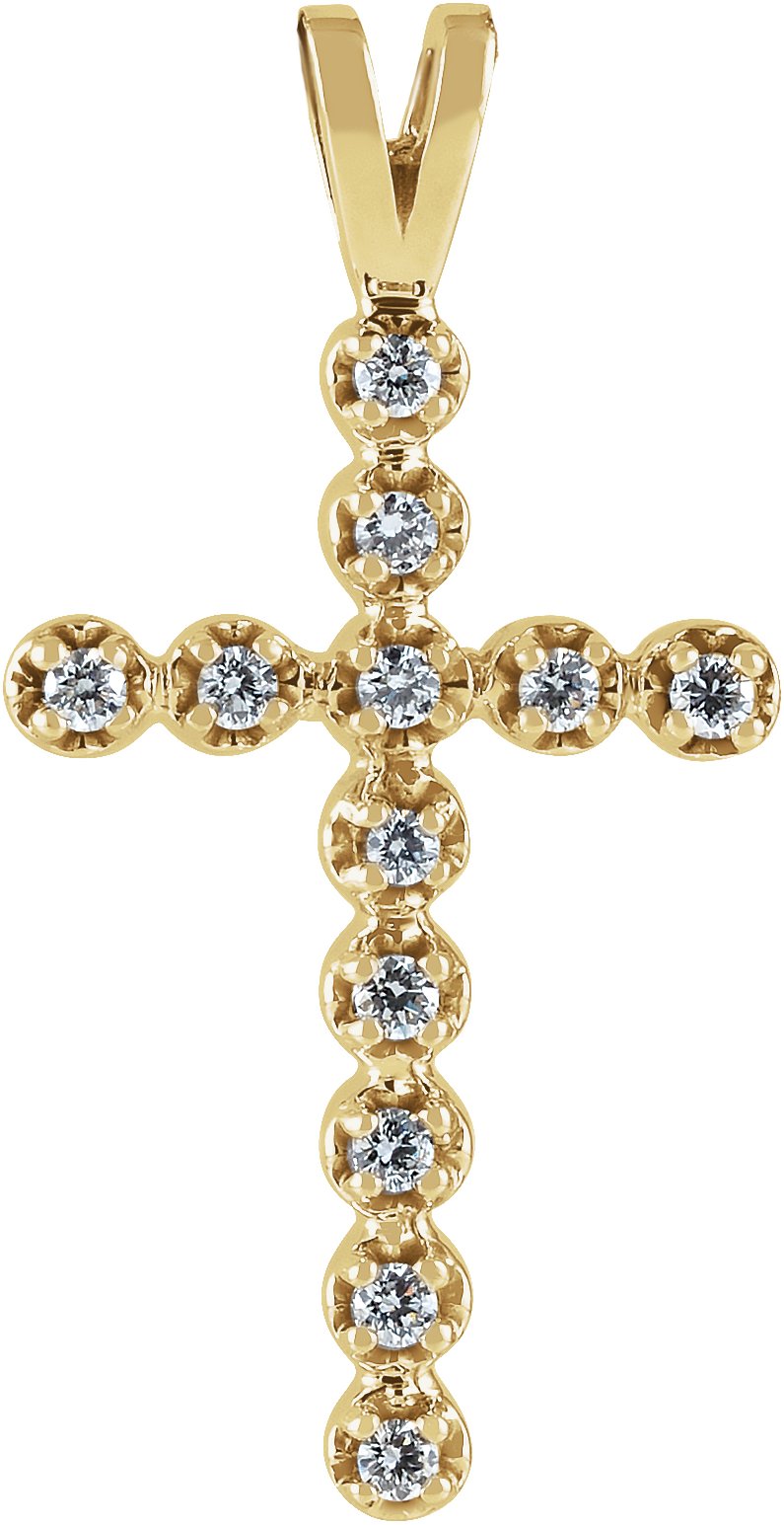 14K Yellow .18 CTW Natural Diamond Cross Pendant