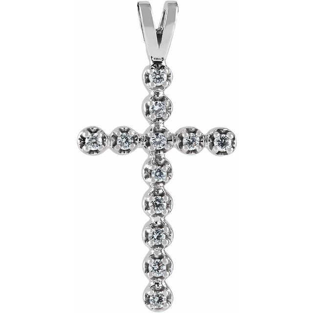 14K White .18 CTW Natural Diamond Cross Pendant