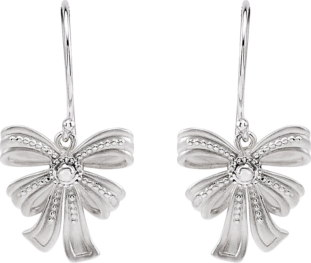 14K White Bow Dangle Earring Mounting