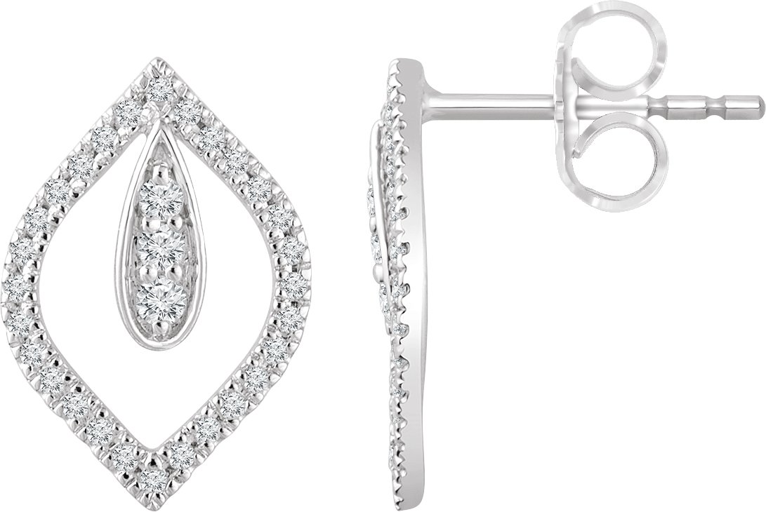 14K White 1/4 CTW Natural Diamond Freeform Earrings