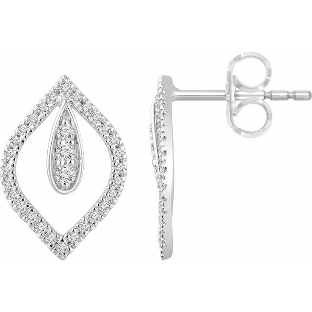 14K White 1/4 CTW Natural Diamond Freeform Earrings