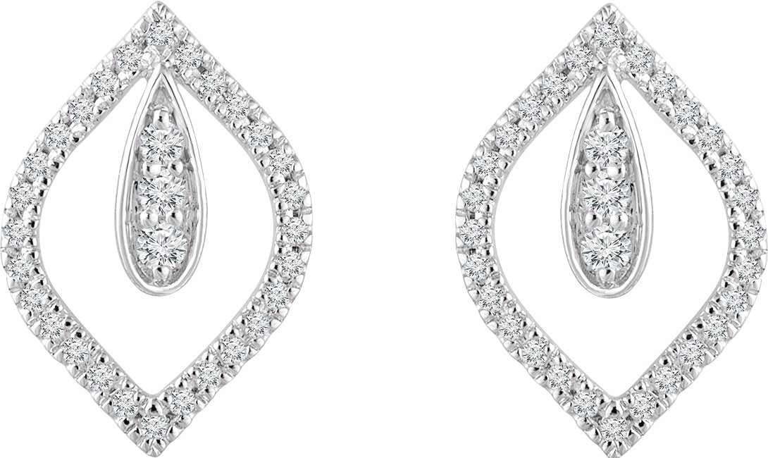 14K White 1/4 CTW Diamond Freeform Earrings