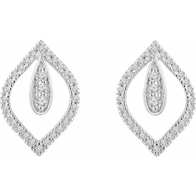 14K White 1/4 CTW Diamond Freeform Earrings
