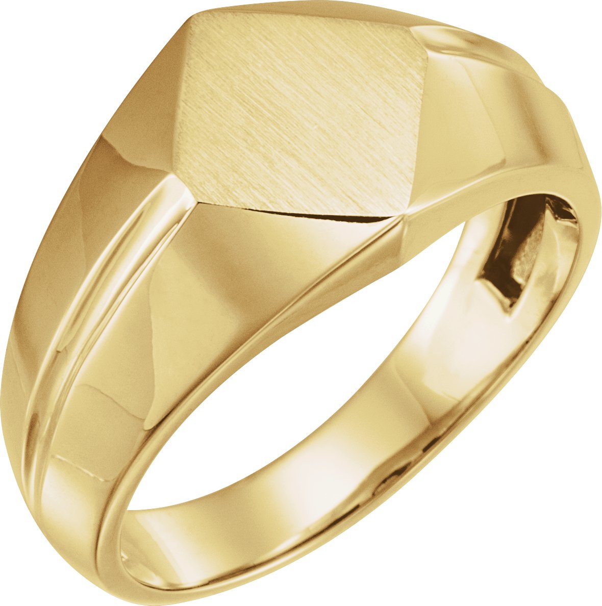 14K Yellow 12x11 mm Rectangle Signet Ring