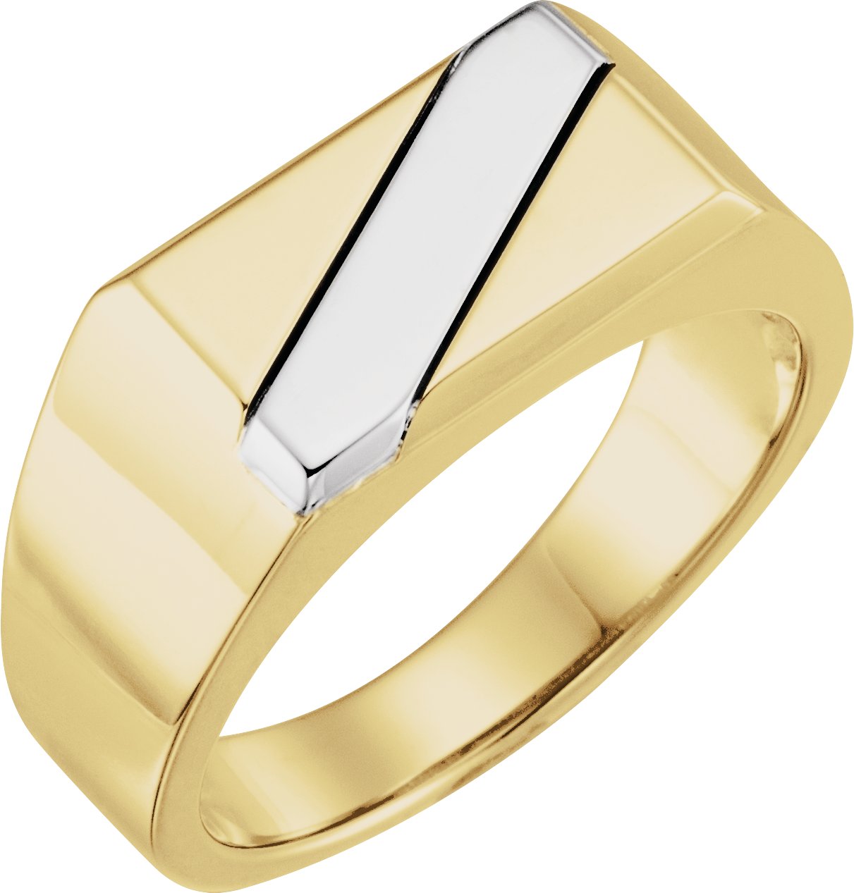 14K Yellow/White Signet Ring