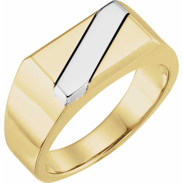 14K Yellow & Sterling Silver Signet Ring