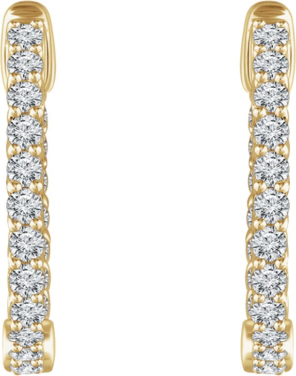 14K Yellow 1 CTW Diamond Inside/Outside 20.1 mm Hoop Earrings  