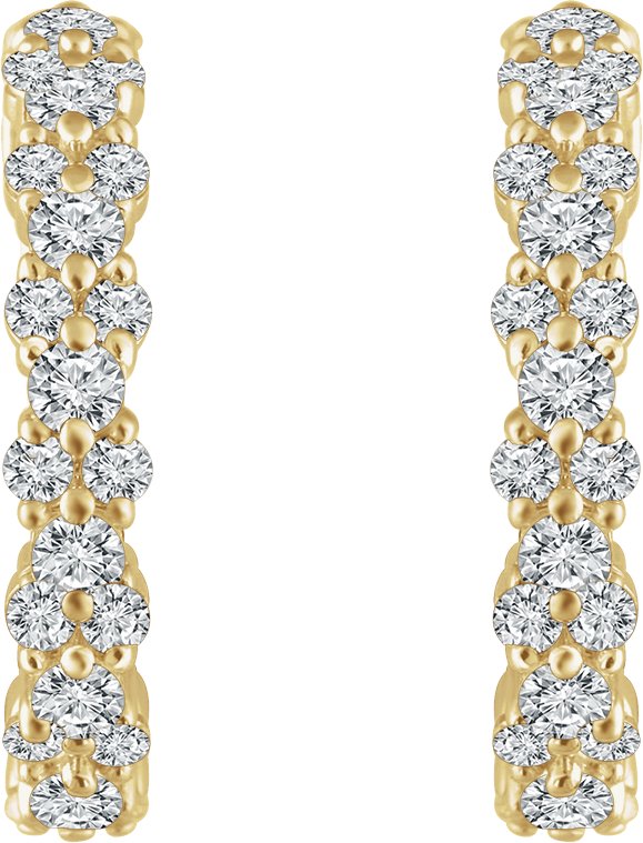 14K Yellow 5/8 CTW Diamond Hoop Earrings  