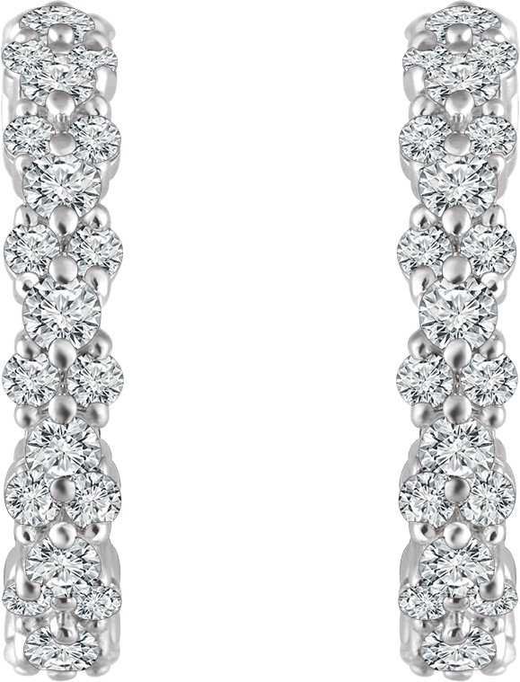 14K White 5/8 CTW Natural Diamond Hoop Earrings  