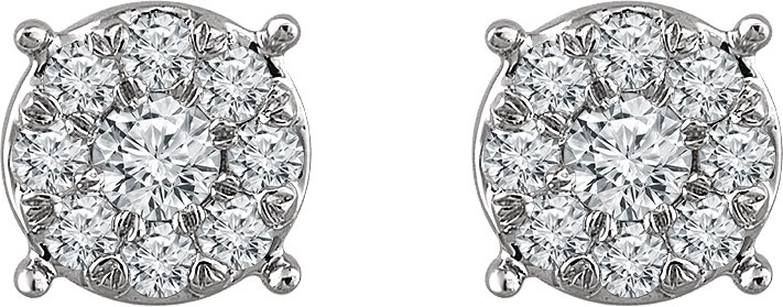 14K White 1/4 CTW Natural Diamond Cluster Earrings 