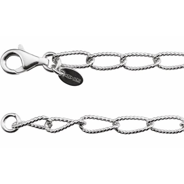 Sterling Silver 4.5 mm Knurled Curb 24" Chain   