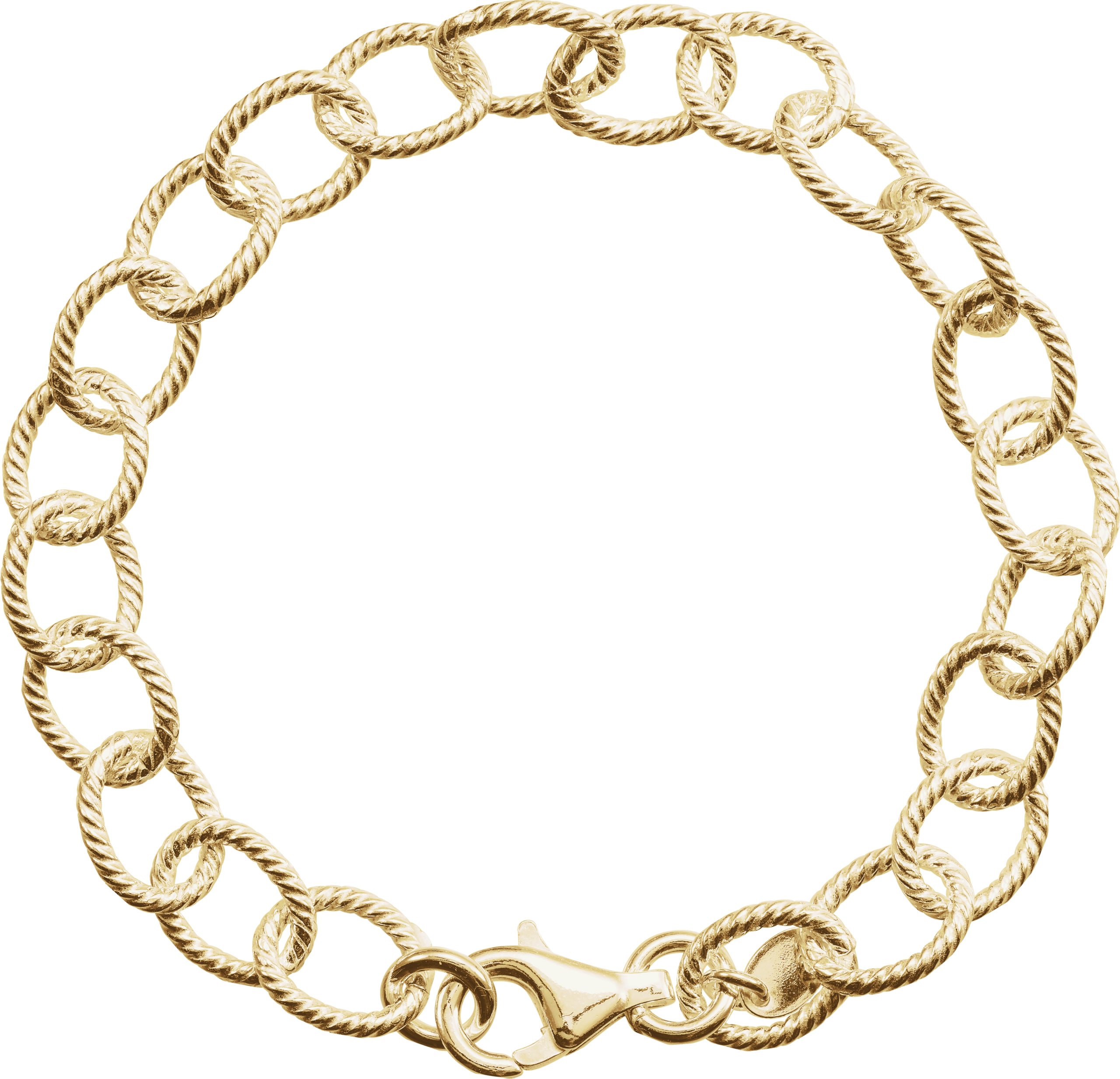 24K Yellow Vermeil Knurled Cable 7" Bracelet  