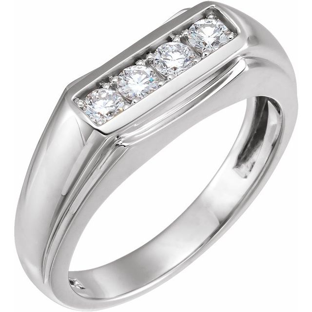 14K White 3/8 CTW Diamond Men-s Ring