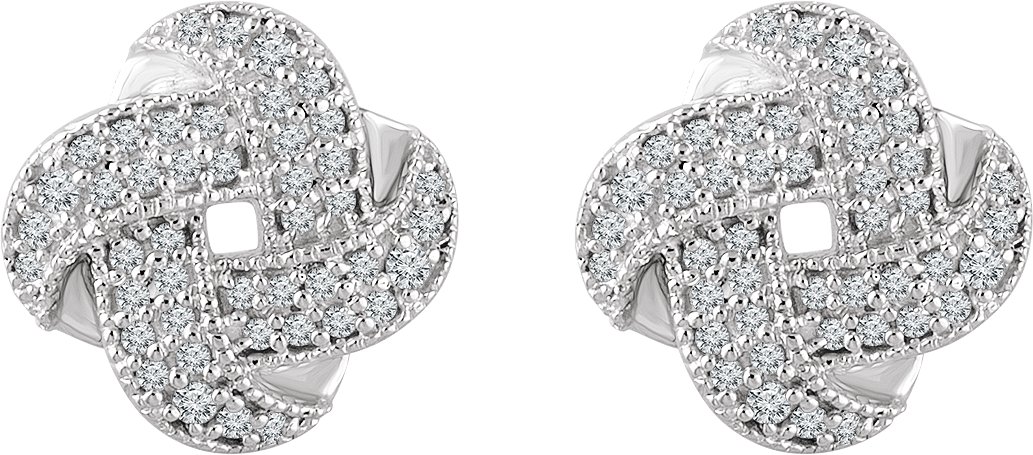 14K White 1/3 CTW Diamond Knot Earrings