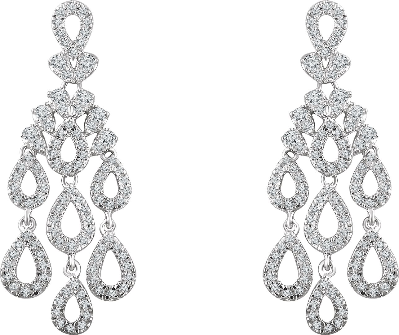 14K White 7/8 CTW Diamond Dangle Earrings 