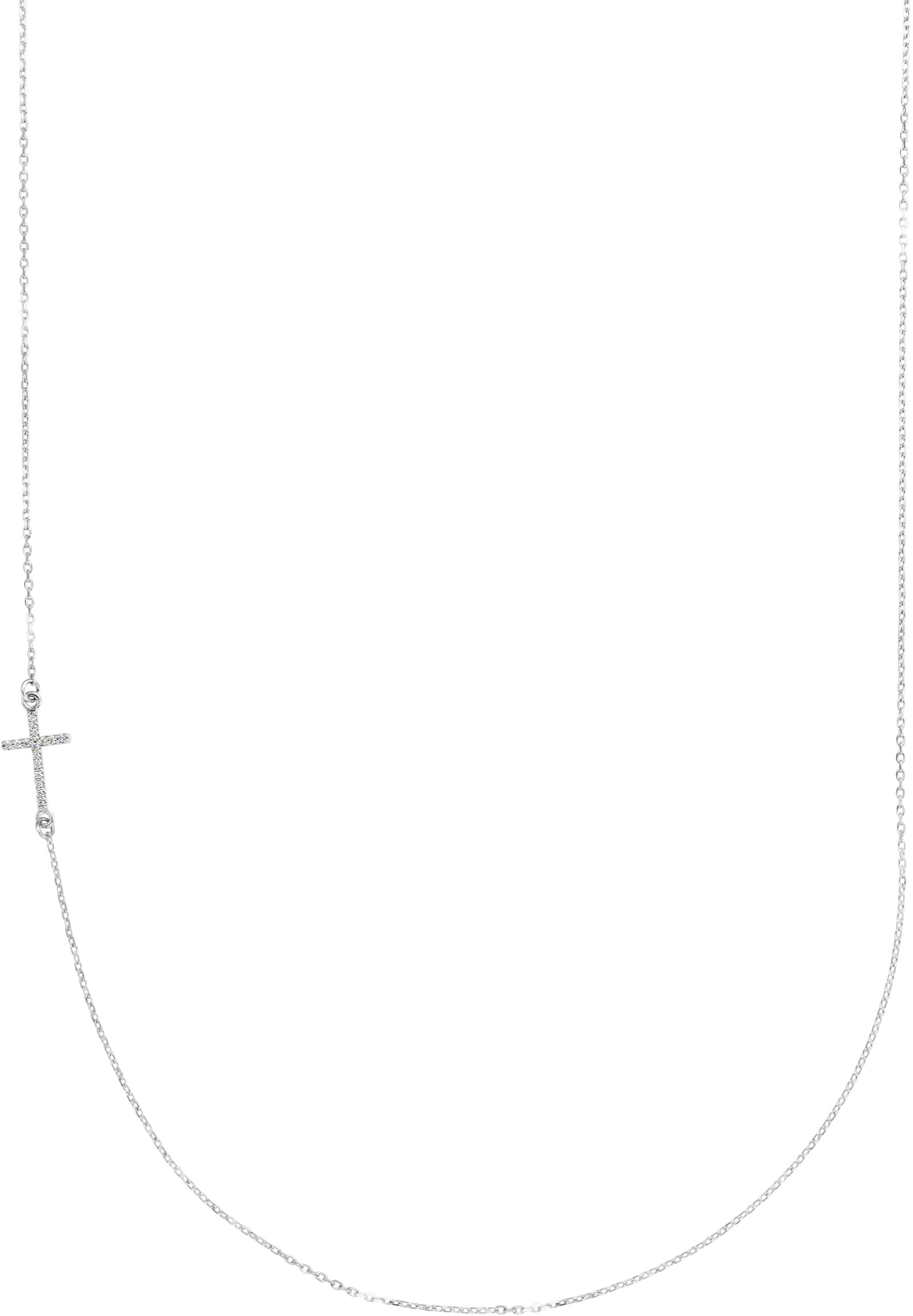 14K White .04 CTW Diamond Off Center Sideways Cross 16 inch Necklace Ref. 13201847